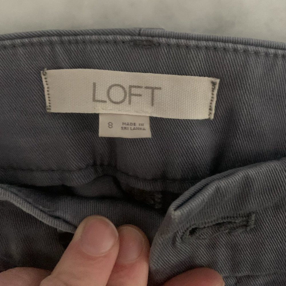 Gray Loft Work Pants - Ankle Cut, Straight Leg, Size 8